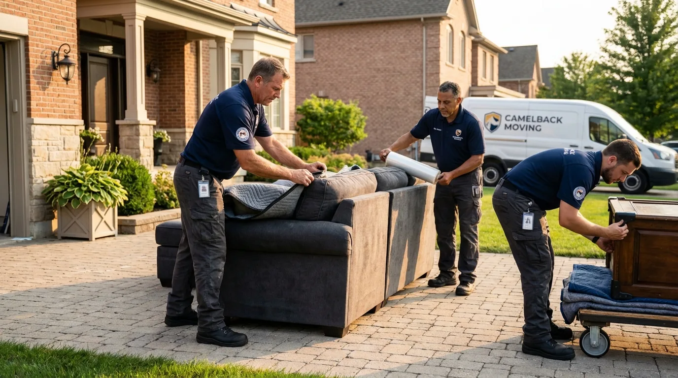 Large estate moving crew wrapping furniture in Dadeville, AL