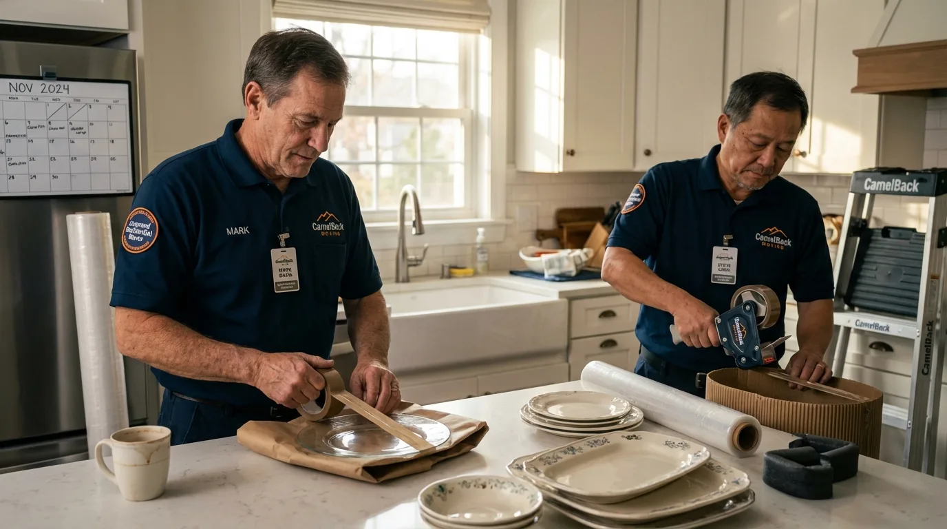 Professional crew packing kitchen dishware in Dadeville, AL